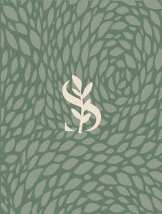 the letter s is surrounded by leaves and swirls on a green background with white lettering