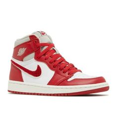 Women's Jordan 1 Retro Hi OG Lt Iron Ore/Varsity Red-Sail Size: 7.  Color: Multicolor.  Gender: female.  Age Group: adult. Red Jordan 1 Women, Jordan 1 Newstalgia Chenille, Jordan 1 Light Iron Ore, Air Jordan 1 Retro Red, Air Jordans Women Red And Black, Air Jordan 1 Retro High Og Metallic Red, Jordan 1 Mid Black/fire Red/white, Air Jordans Women, Espadrille Sneakers