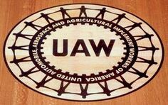 a wooden floor with the words uaw on it