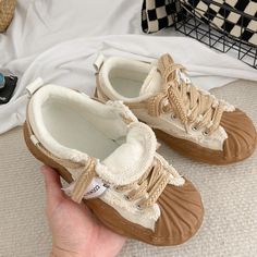 Olivia Mark - Thick-Soled Retro Shell-Toe Platform Shoes for Increased Height Low Heel Flats, Canvas Shoe, Sandals For Women, Outdoor Wear, Heeled Sandals, Cotton Lace, Platform Shoes, Olivia Mark, Canvas Shoes