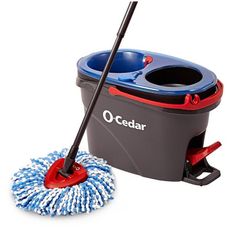 a mop and bucket on a white background