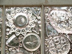 two glass panels with different designs on them