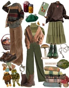 hello, hope your having a good day today! this post is to help you find your aesthetic, as you can tell by the title, i hope this helps you, if not, then keep searching good luck! Goblin Core Plus Size, Cottagecore Outfits With Jeans, Earthy Vintage Outfits, Outfit Ideas Goblincore, Cottagecore Business Casual, Gardencore Outfit, Naturecore Aesthetic Outfit, Ghiblicore Outfits, Hobbitcore Outfits