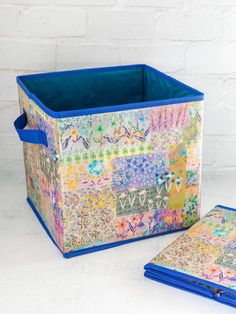 Collapsible Storage Cubes, Set of 2 - Taupe Watercolor Patchwork-view 1 Storage Totes, Collapsible Storage, Storage Cubes, Collapsible Storage Bins, Tote Organization, Cube Organizer, Socks Shoes, College Apartment, Patchwork Print