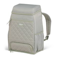 the back pack is grey and white