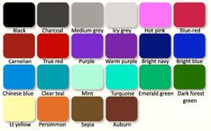 the color chart for different shades of paint