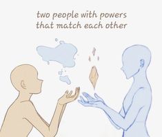 two people with powers that match each other are shown in this cartoon drawing, one is holding out his hand to the other