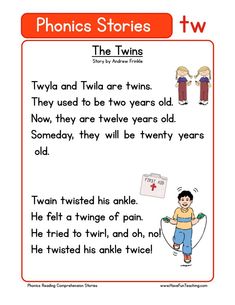 the twins worksheet for kids to learn how to read and write their own words