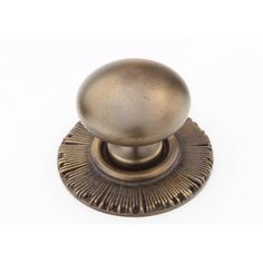 an antique brass door knob on a white background