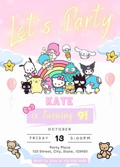 an image of a birthday party with cats and kittens on the front of it