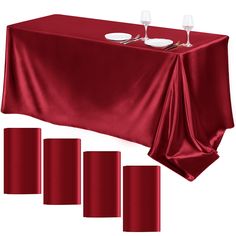 PRICES MAY VARY. Sufficient quantity: you will get 4 packs of burgundy satin tablecloths, exquisite and elegant design, simple and stylish, which can add more design to your room, enhancing the decoration level of your house, the enough quantity can well meet your using needs Large size: the size of our ivory satin table covers are 102 x 58 inches/259 x 147 cm, which is large enough to decorate a table that can accommodate 10-12 persons; the elegant color will make the tablecloth more delicate, Satin Tablecloth, White Solid Color, Buffet Party, Plant Table, Rectangle Tablecloth, Banquet Tables, Tee Set, White Solid, Buffet Table