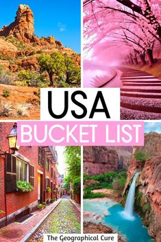 the usa bucket list is filled with colorful images