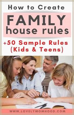 family rules for kids and teens with text overlay that reads how to create family house rules