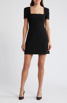 French Connection Whisper Short Sleeve Sheath Dress | Nordstrom Short Black Dress Outfit, Dress Shorts Outfit, Menswear Accessories, Autumn Winter 2024, Square Neck Dress, Classic Dress, Dress Cuts, Fashion Help, French Connection