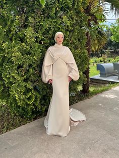 Hijab Evening Dress - Ahunare Modest Graduation Outfit, Satin Dress Hijab, Hijabi Wedding, Hijab Gown, Nikah Outfit, Modest Dresses For Women, Nikah Dress, Hijab Wedding Dresses, Modest Evening Dress