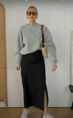 best outfit ideas for midi satin skirt spring summer 2023 long trends skirts 5 way to wear to style Longer Skirt Outfits, Lydia Tomlinson Outfits Fall, Knit Maxi Skirt Outfit, Lydia Tomlinson Outfits, Zara Skirt Outfit, Black Midi Skirt Outfit, Long Black Skirt Outfit, Black Maxi Skirt Outfit, Midi Skirt Outfit Winter