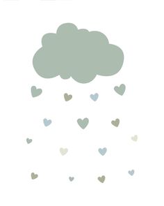 a cloud with hearts floating out of it's side and the words love is in the air