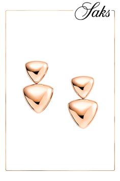 From the Freccia Collection. Luminous post earrings pair two curved triangles sculpted in 18K rose gold. 18K rose gold Post back Made in Italy SIZE Drop, about 1.57 Rose Gold Drop Earrings, Gold Drop Earrings, 18k Rose Gold, Triangles, Saks Fifth, Saks Fifth Avenue, Post Earrings, New Arrivals, Rose Gold