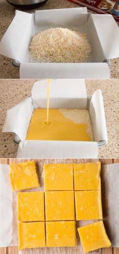 the process for making cheese squares is shown