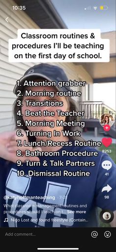 an image of a person on their cell phone with the text, classroom routine & procedure i'll be teaching on the first day of school