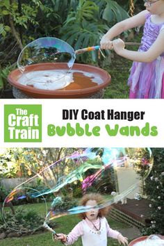 the craft train diy coat hanger bubble wands are fun for kids to make