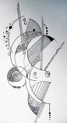 an abstract drawing with lines and circles