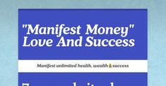 the book cover for manfist money love and success, featuring an image of a blue