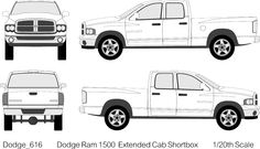 the dodge ram truck is shown in three different positions, including the front and back