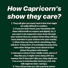 a poster with the words how capricorn's show they care