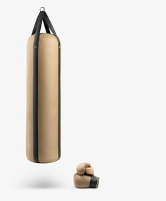 a pair of boxing gloves next to a punching bag