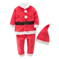 Featuring a Santa theme, your little one will look adorable this holiday season. The long sleeve top and Santa suit graphics design, snap buttons closure. Pants have the elastic waistband. Comes with a matching hat. This Toddler Santa Costume is great for the Christmas season. Made of 100% polyester. Sizes: 6-12 months, 12-18 months, 18-24 months. Package includes: 1pc top + 1pc pants + 1pc hat. Machine wash cold. Tumble dry low. Color: Red. Toddler Santa Costume, Baby Santa, Santa Suit, Santa Costume, Santa Suits, Matching Hat, Santa Baby, Unisex Baby, Graphics Design