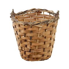 a woven basket is shown on a white background