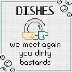 Dishes...we Meet Again - Etsy Canada en 2024 | Point de croix amusant, Point de croix, Accessoire de fete . #Stitch_Examples #Subversive_Cross_Stitch_Patterns #Funny_Cross_Stitch_Patterns #Subversive_Cross_Stitch Stitch Examples, Unique Cross Stitch, Funny Cross Stitch Patterns, Graph Paper Art, Custom Cross, Meet Again, Diy Cross Stitch