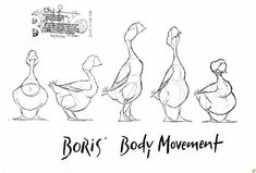 an image of three ducks in different positions with the words boris body movement on it