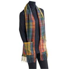 Scottish Tartan Wool Pocket Scarf - Tartan Wool Skirt, Wool Blanket Scarf, Fleece Pocket Scarf, Scarf Pockets, Fleece Accessories, Mantel Scarf, Pocket Scarf, Tartan Plaid Scarf, Pocket Scarves