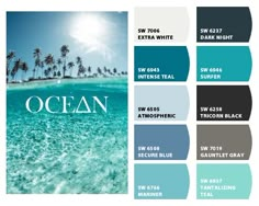 an ocean color scheme with the words ocean on it