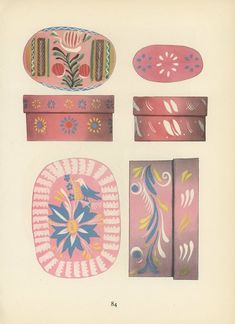 an old fashion book with different designs on it