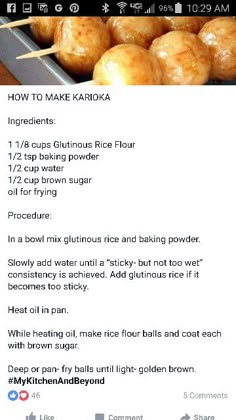 some food is sitting on top of a table and there are instructions for how to make kaboka