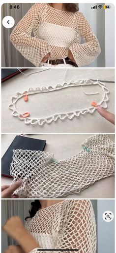 the instructions for how to make an easy crochet netted top with beads