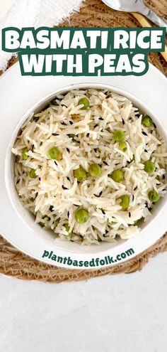 basmati rice with peas in a bowl Basmati Rice Dishes, Rice With Peas, Carrot And Sweet Potato, Peas And Rice, Rice Puddings, Basmati Rice Recipes, Friday Recipes