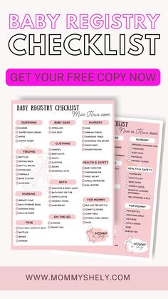 a baby checklist with the text, get your free copy now