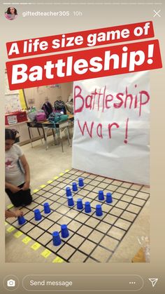 Life Size Battleship Game, School Age Group Games, After School Program Activities Games, School Game Night Ideas, Life Sized Board Games, Staar Themes Ideas, Diy Battleship Game, Group Challenges For Kids, Human Battleship Game