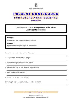 the present continuous tense worksheet