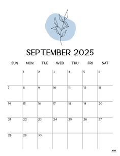 a calendar for the month of november with a plant on it, in blue and white