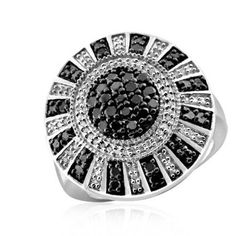 JewelersClub 1.00 CTW Round cut Black & White Diamond Round Shape Sterling Silver Ring Size: 8. Color: Metal Type. Gender: female. Age Group: adult. Black White Diamond Ring, Diamond Ring For Women, Chic Rings, White Diamond Ring, Stylish Rings, Black Diamond Ring, Women Diamond, White Ring, Ring For Women