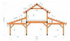 an image of a wooden structure with measurements for the roof and side walls on it