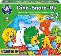 a box of dino - snore - us game with dinosaurs and other toys