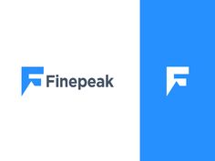 the logo for finepeak is shown in blue and white, with an arrow pointing up