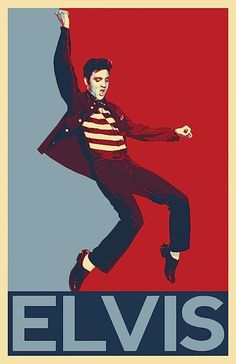 elvis presley on a red and blue background