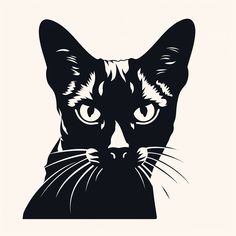 a black and white drawing of a cat's face